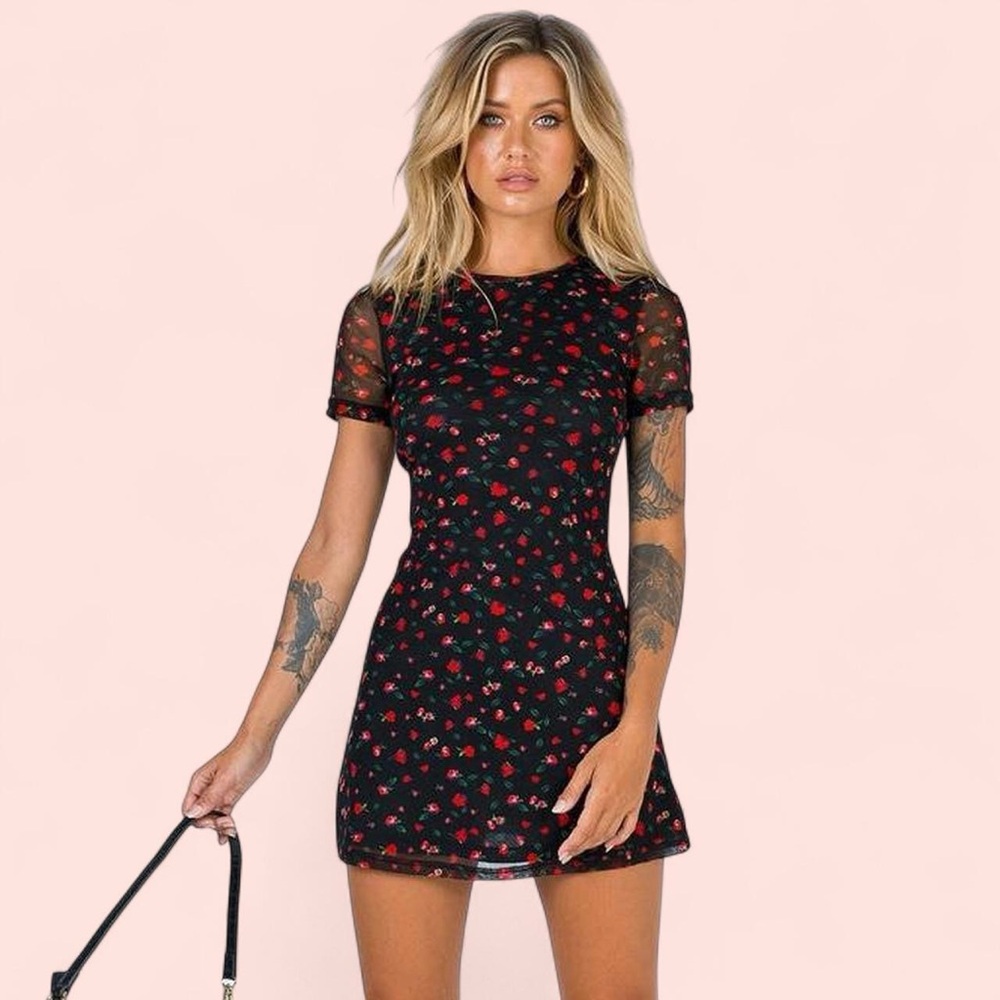 Princess Polly Black Floral Mini Dress - Picture 5 of 5
